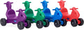 CarePlay 2-in-1 Squirrel Push & Ride-on Toy, Indoor & Outdoor Use, Made in The USA, Durable Construction, 4-Pack Blue, Red, Green, & Purple