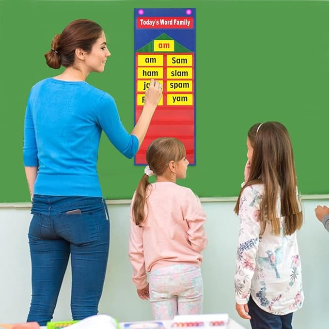Word Families Pocket Chart,Pocket Chart with Word Families Cards,Phonics and Rhyming,CVC Word Sorting,Reading Skills for Preschool and Kindergarten