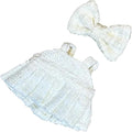 17cm/6.7in Clothes Set for Dolls - Cute Hat & Overalls Outfit, Soft Premium Fabric Dress Up Accessories Suit, Easy On/Off, NO Doll Included (White Dress)