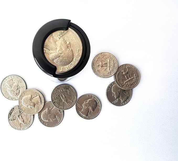 Coin Holder Tube - Holds 40+ Coins for Quarters and Dollar Bills - Premium Black Plastic Coin Boxes - Billiard Accessory Dispenser