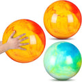 Deekin 2 Pcs 15 Inch 18 Inch Marbleized Bouncy Balls Large Inflatable Rubber Sensory Ball for Playground Outdoor Water(15 Inches,Green and Yellow)