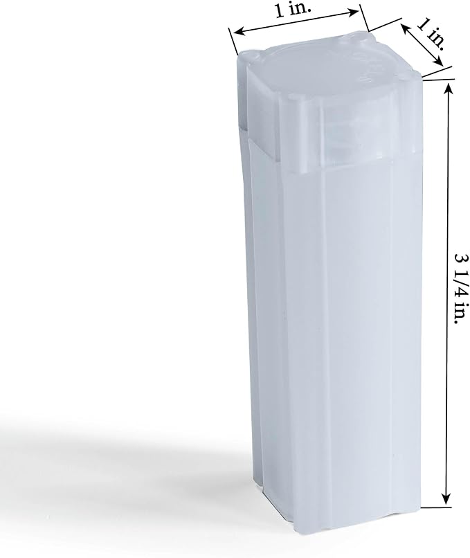 LIGHTHOUSE - Square Coin Tubes - Convenient Push Top, Virtually Unbreakable, Acid Free and Archival Quality - Coin Tubes for US Nickels, 10 Pack
