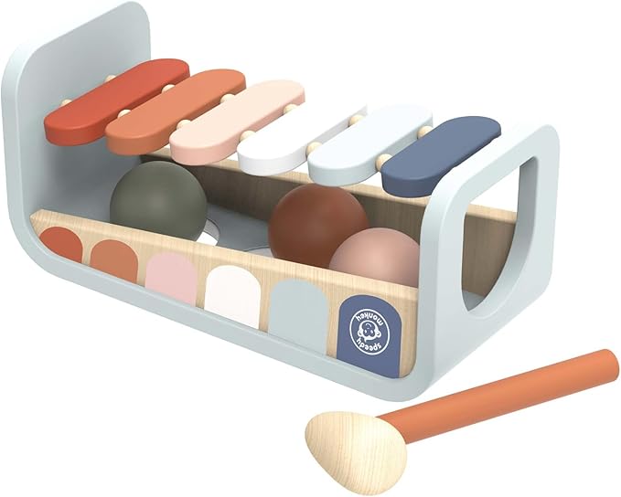 Speedy Monkey Tap Tap Xylophone – Vibrant Wooden Xylo Bench with 3 Balls, Hammer Play, Enhances Problem-Solving, and Cognitive Growth | Non-Toxic Finish, Ideal for Kids, Sturdy Learning Toy
