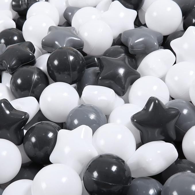 Ball Pit Balls Pack of 100 200 500 - Star and Round Set BPA Free Phthalate Free Non-Toxic Crush Proof Play Balls Soft Plastic Balls for Toddlers Baby Kids Birthday Pool Tent Party