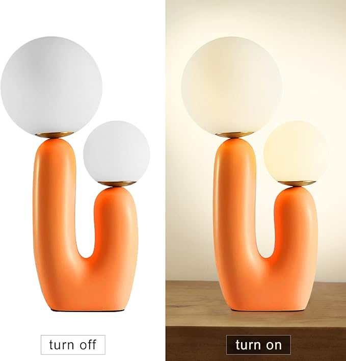 Arturesthome Bedside Nightstand Table Lamp for Living Room Bedroom, Desk Lamp with Light Bulbs, Orange