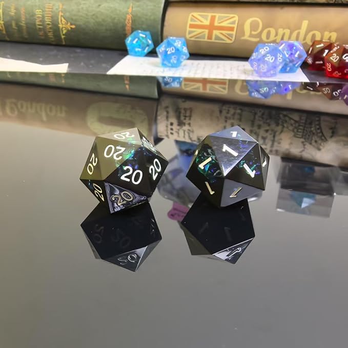 Roll of Fate D20 Dice Set – All Natural 20 or All Natural 1 – Designed for D&D Players Seeking Epic Victories or Failures (Black)