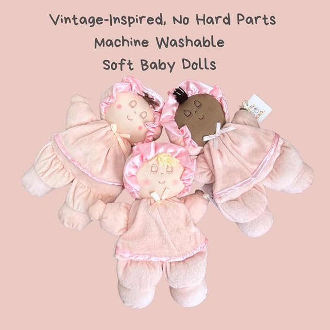 Genius Baby Toys My First Baby Doll, Super Soft and Cuddly, Vintage Classic Style with Pink Dress and Yellow Hair, Ideal New Baby Gift or Baby Shower Present