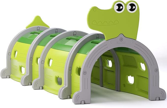 Glaf Tunnel Toys for Toddlers Climb and Crawl Baby Tunnels Play Tunnel for Kids 3-6 Years Old Indoor & Outdoor Toddler Play Equipment for Daycare, Preschool, Playground (Green, 4 Sections)