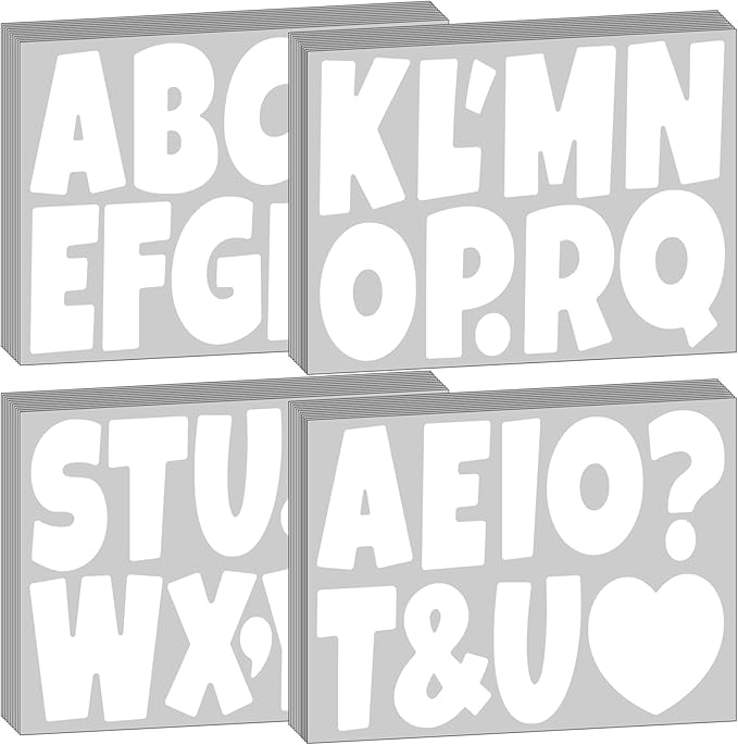 Bemeol Bulletin Board Letters 462 Pieces 4 Inch Alphabet Letter Stickers Cutout Letters for Poster Board Display Home Classroom School Decor(White)