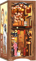 Fsolis Book Nook Kit, 3D Wood Puzzles for Adults, 214pcs, DIY Miniature House Kit Booknooks Japanese Decorative Bookends for Bookshelf (Under The Sakura Tree)