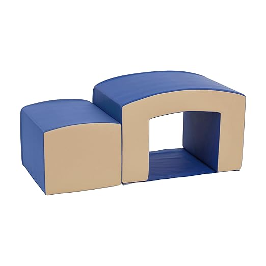 ECR4Kids SoftZone Junior Mix n' Match Tunnel and Bump, Beginner Playset, French Blue, 2-Piece