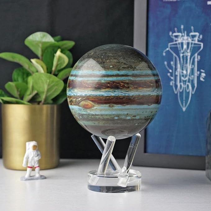 MOVA Jupiter Globe 6” – Solar-Powered Rotating Planet Display for Desk or Shelf | No Batteries or Wires | Floating-Style Space Decor