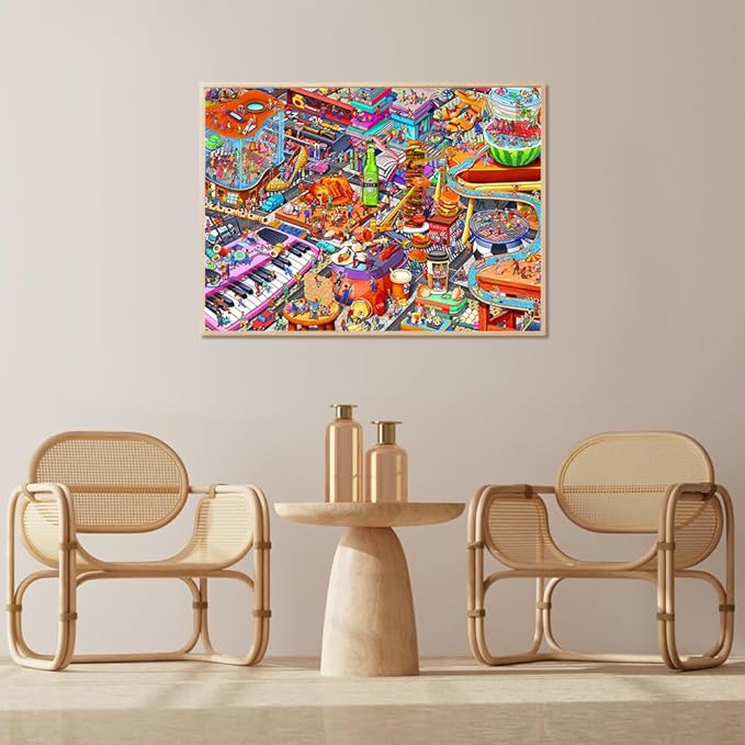 HUADADA Jigsaw Puzzles for Adults 1000 Piece Jigsaw Puzzles for Adults Challenging Game Puzzles with Letters on Back（Little People's World Party）