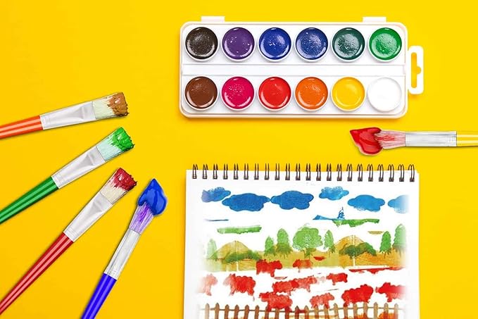 Anezus Large Chubby Paint Brushes Round and Flat Preschool Paint Brushes for Washable Paint Acrylic Paint For Toddler , 10Pcs