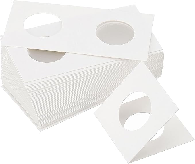 PATIKIL 2x2 Coin Flips, 350 Pack 26.5mm Cardboard Coin Holder Paper Coin Holders for Coin Collection Supplies Collector, White