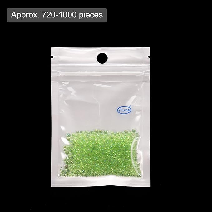 Iridescent Glass Tiny Bubble Beads, 0.4-3mm 10g No Hole Micro Mini Round Light Green Water Droplets Beads - Applications: for Resin Filler, Nail Art, Dollhouse Bath Tub