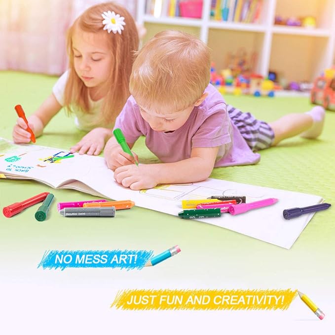 Tempera Paint Sticks, Washable Paint Sticks for Kids, Quick Drying & No Mess, Non-Toxic, Best Art Birthday Gifts for Kids (12 Colors)