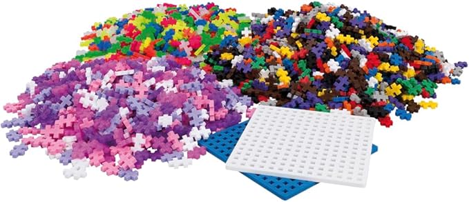 Plus-Plus - 2,400 Pieces in Storage Tub - Basic, Neon & Glitter Mix w/ 2 Baseplates - Construction Building Stem/Steam Toy, Kids Mini Puzzle Blocks