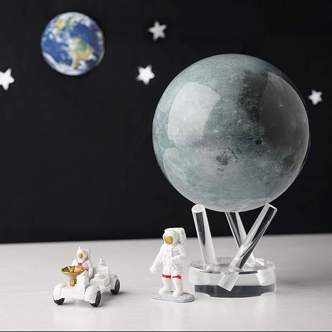 MOVA Moon Globe 6” | Rotating Lunar Globe Powered by Light | No Batteries Needed | Unique Desk Decor or Gift