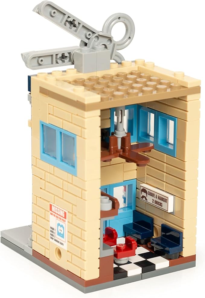 Brick Loot Mini City Barber Shop Building Set – 196-Piece Custom Brick Model Kit, Compatible with Major Brands – Toy Construction Set for Kids and Adults