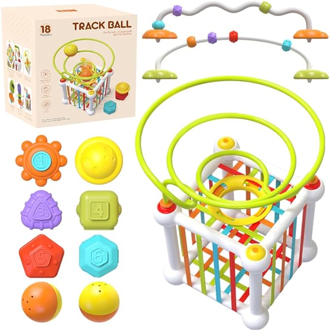 Montessori Sensory Cube for Toddlers 18 Months + | Educational Activity Center with Elastic Sides | Baby Learning Toys, Wonderful Gift for Birthday Boys & Girls
