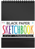 OOLY DIY Cover Small Sketchbook, 5 x 7.5 Inches, Black Paper Sketchbook, Drawing Book for Kids, Artists Drawing Pad for Gel Pens and White Pencils