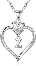 STORUP Heart Initial Necklaces for Women Girls, 14K Gold Plated Cubic Zirconia Heart Initial A-Z Pendant Necklace Dainty Heart Necklaces for Women Teen Girl Jewelry Birthday Gifts