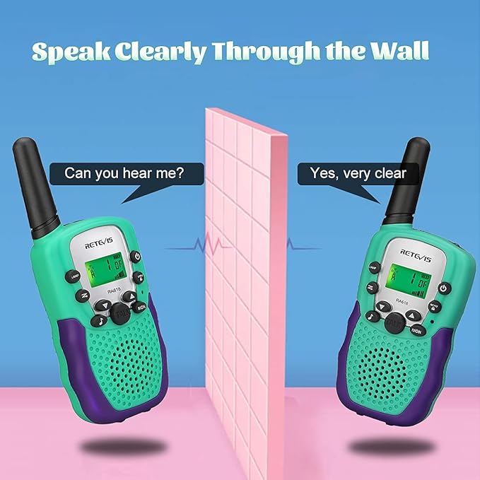 Retevis RA18 Walkie Talkies for Kids, Toy Walkie Talkie with LCD 22 CH Flashlight Hands Free Holiday Toy for 6-12 Year Old Boys Girls, Christmas Birthday Gifts Skiing Camping(2 Pack, Green)