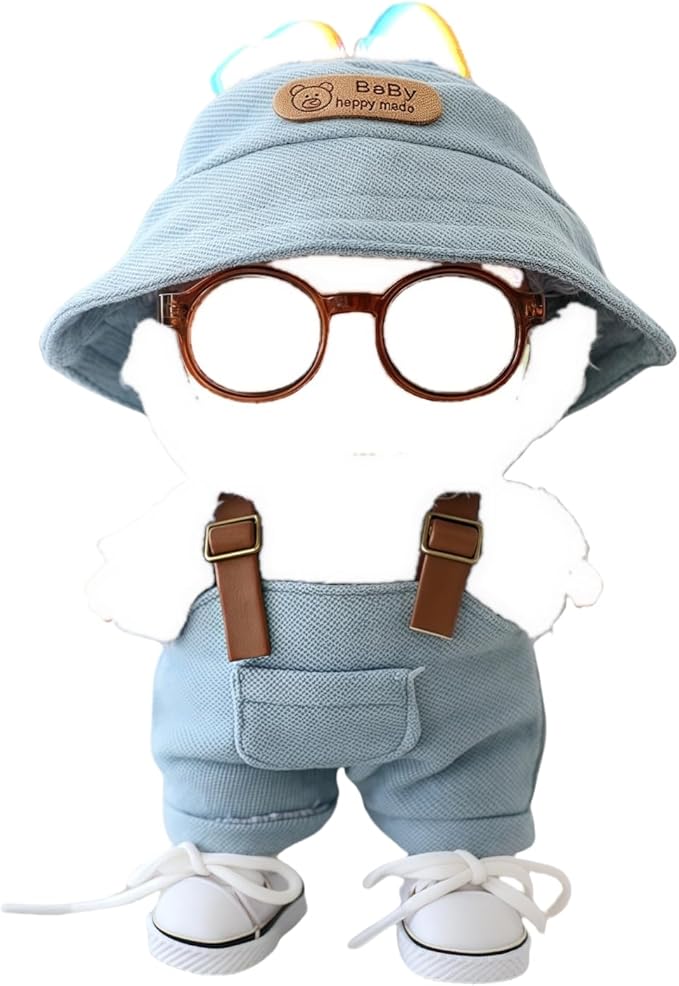 17cm Doll Clothes Set (No Doll), 4 Pieces Outfit Set for 6.7inch Dolls Dress Suit, Fashion Dress Up Hat Clothes Shoes Accessories for 1st/2nd/3rd Gen Dolls Play & Display Blue