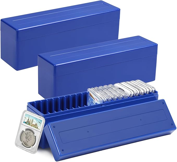 3-Pack Coin Slab Storage Boxes - 20-Slot Plastic Cases for 60 Coins, Compatible with PCGS NGC PMG Holders