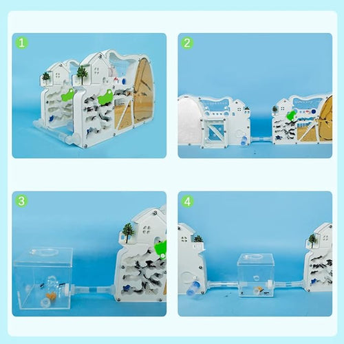 2PCS Ant Farm Castle with Connecting Tubes and Forage Box, Sand Ant Colony Observation Kit, Ant Viewing Habitat Science Kit, Educational & Learning Science Kit for Kids, Adults, Student