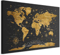 artgeist Canvas Wall Art Print World Map 24x16 in - 1pcs Home Decor Framed Stretched Picture Photo Painting Artwork Image Faux Wood Map of The World Continents Grey k-A-0490-b-a