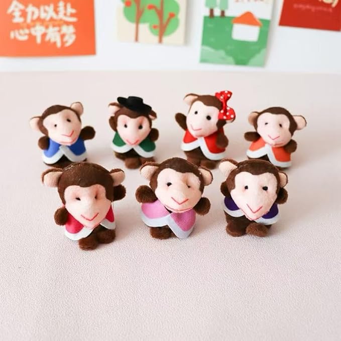 5 Little Monkeys Finger Puppets for Kids, 7 Pack Plush Finger Puppets Toy, Storytelling Theater Role Play, Bedtime Story for Toddlers