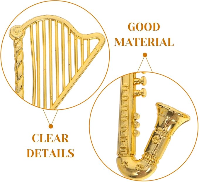 VICASKY 14pcs Mini Musical Instruments Charms Set Christmas Tree Ornaments with Tiny Guitar Trumpet Saxophone Elements Pendants for Dollhouse Accessories Holiday Decorations