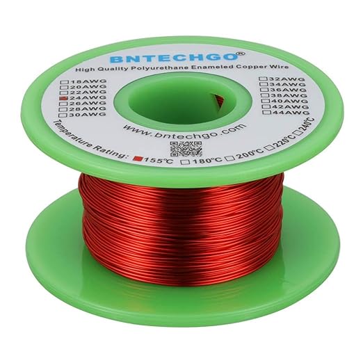 BNTECHGO 24 AWG Magnet Wire - Enameled Copper Wire - Enameled Magnet Winding Wire - 4 oz - 0.0197" Diameter 1 Spool Coil Red Temperature Rating 155℃ Widely Used for Transformers Inductors