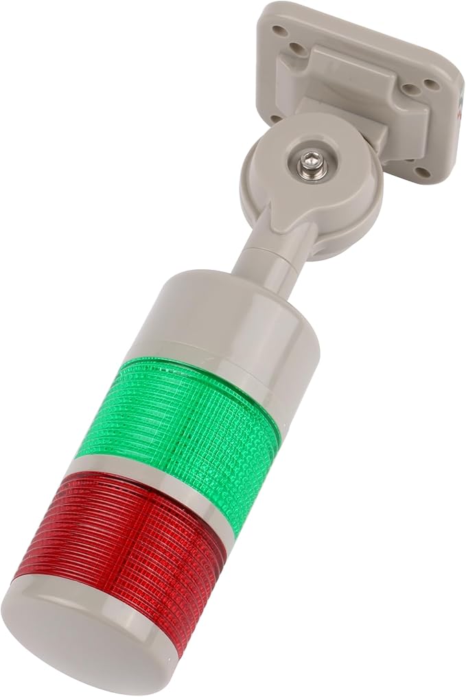 Led Signal Tower Stack Lights, Industrial Signal Warning Lights, Column Tower Lamp Andon Lights with Rotatable Base, Steady/Flashing Light Switchable, 110V 220V AC(2-Layer, no Buzzer)
