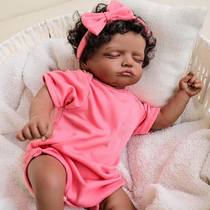 Reborn Baby Dolls Black Silicone Girls 18inch Lifelike Babies Realistic Toddler Sleep That Look Real boy Close Eyes