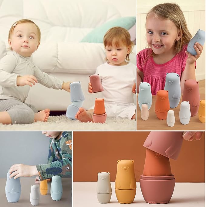Nesting Dolls | Russian Silicone Nesting Dolls for Toddlers | Matryoshka Doll Montessori Educational Toy | Penguin Stacking Nesting Doll Toys | Gift for Kids 3 Years Up