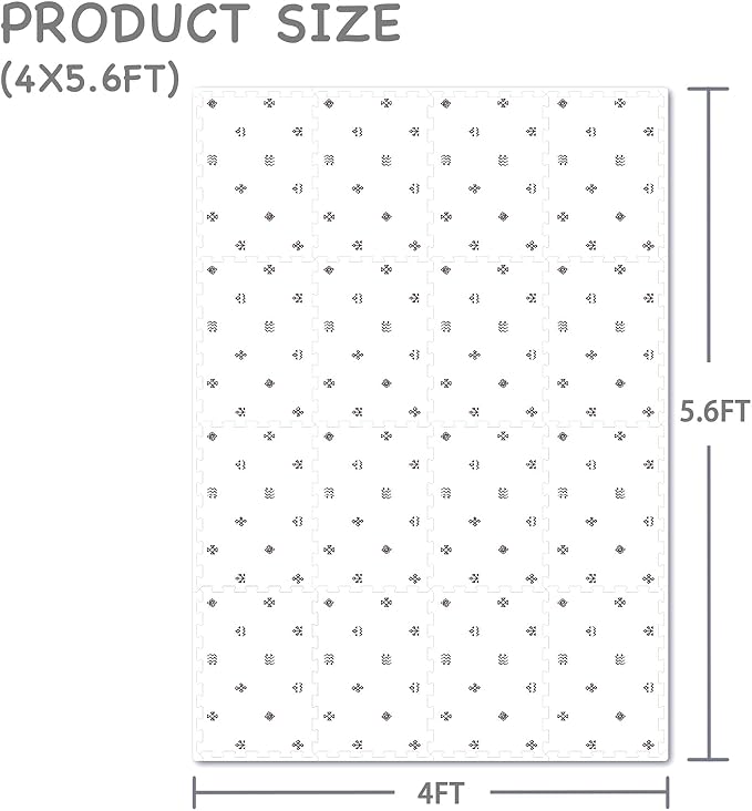 Extra Large Baby Play Mat - 4FT x 6FT Non-Toxic Foam Puzzle Floor Mat for Kids & Toddlers (Bohemia Handmade Pattern)