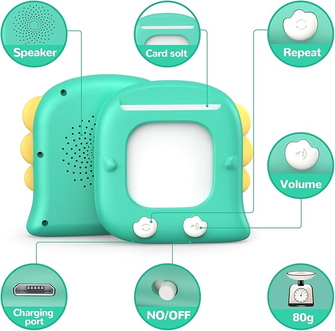 Kidzdo 520 Bilingual Spanish English Talking Flashcards for Toddlers, Educational Learning Toy, Birthday Present Xmas Gift for Kids 2 3 4 5 6, Pocket Speech Therapy Toys for Autism Children, Green