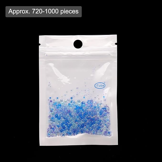 Iridescent Glass Tiny Bubble Beads, 0.4-3mm 10g No Hole Micro Mini Round Blue Water Droplets Beads - Applications: for Resin Filler, Nail Art, Dollhouse Bath Tub
