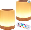 OORUN Touch Bedside Table Lamp,13 RGB Colors & 5 Brightness, USB Rechargeable Desk Lamp, Remote Control Dimmable Light with RGB Color Changing,Portable Lamp for Baby (2 Pack Brown)