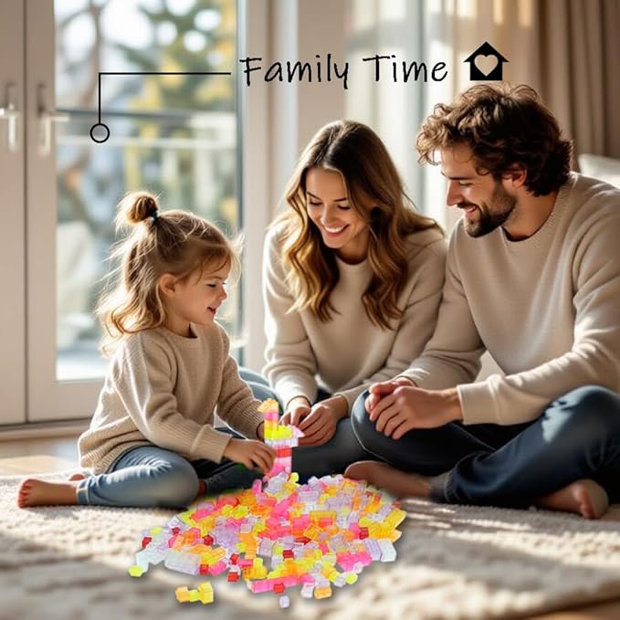 Classic Clear Transparent Bulk Bricks, 300 Pieces and Parts Creative Building Blocks, Compatible with All Major Brands-8 Shapes Building Bricks for Girls