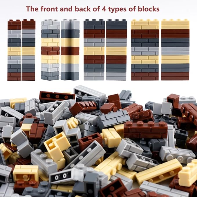 Wall Classic Bricks Parts and Pieces: 340 PCS Masonry Profile Accessories Building Block Sets(Mix)