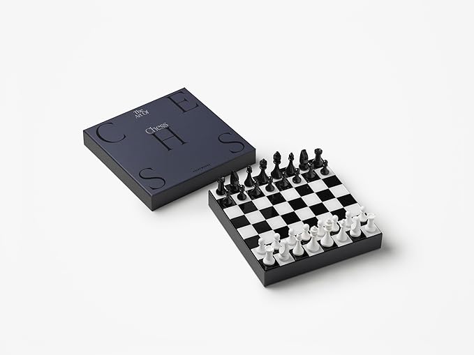 Printworks Art of Chess – Black & White Wooden Chess Set with Acrylic Board – Stylish Coffee Table Game for Adults & Kids Ages 5+ – Multilingual Instructions Included