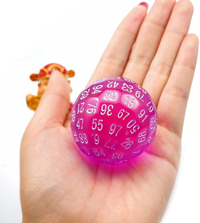 Bescon Translucent Polyhedral Dice 100 Sides, Transparent D100 die, 100 Sided Cube, D100 Game Dice,100-Sided Cube of Purple