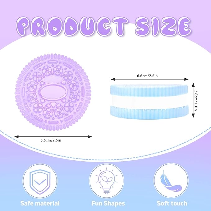 Sticky Cookie Squishies Fidget Toys Adults, Squeeze Toys for Autism, Stress Balls for Adults Fidgets Birthday Gifts(2 Pack Green Purple)