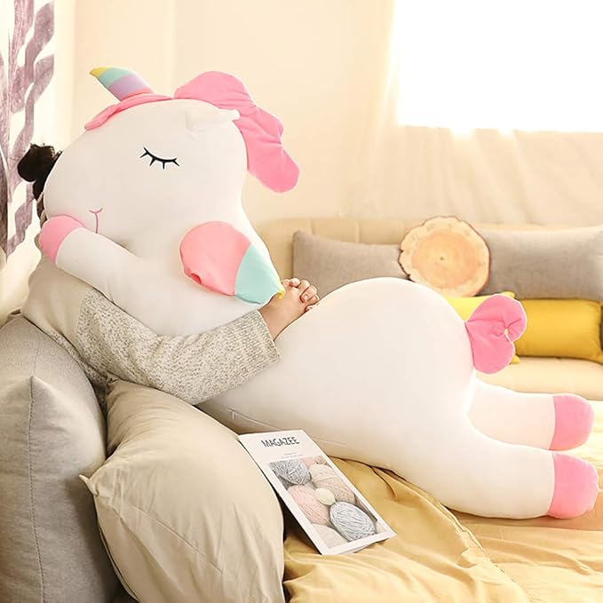 Giant Unicorn Stuffed Animal, Big Unicorn Plush Pillow Toy Gifts for Kids, Valentine, Christmas (White, 51.1 in)
