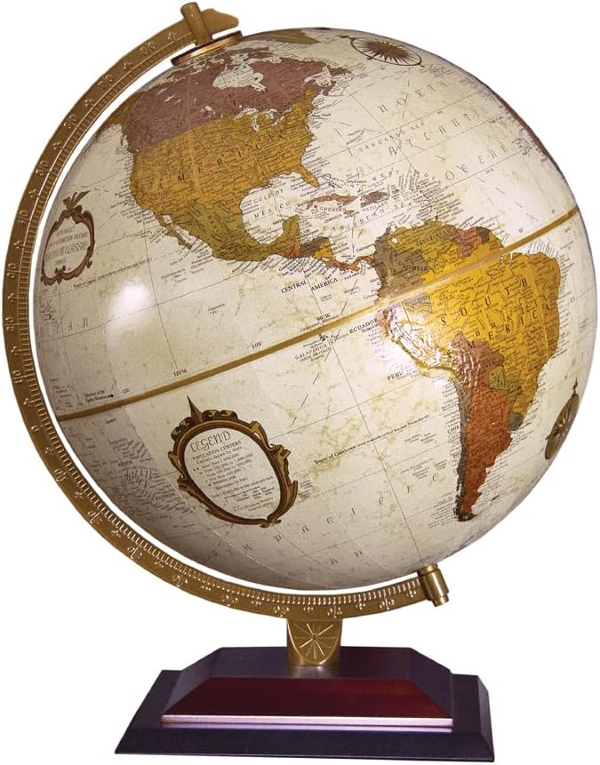 Replogle Andorra Globe, 12" Desktop World Globe, Raised Relief, Up-to-date Cartography, Smart Intelli-enabled World Map, Made in the USA, Antique