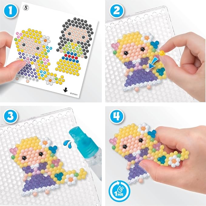 Aquabeads Disney Princess Creation Cube, Complete Arts & Crafts Bead Kit for Children - Over 2,500 Beads & Display Stand The Create Belle, Ariel, Tiana, Rapunzel and More